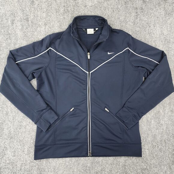 Nike Jacket Womens Large Blue Full Zip Active Stretch Track Jacket Zip Pockets - Picture 1 of 16